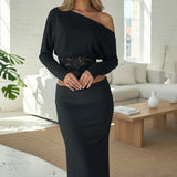 Litlookz Studio Lace Waist One Shoulder Top, view 5