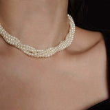Litlookz Studio Layered Pearl Choker Necklace, view 2