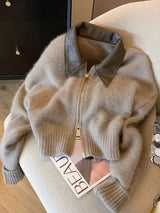 Litlookz Studio Leather Collar Fuzzy Jacket, view 2
