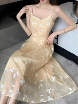 Litlookz Studio Leaves Mesh Midi Dress, view 3