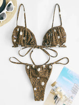 Litlookz Studio Leopard Daisy Drawstring Bikini Set, view 3