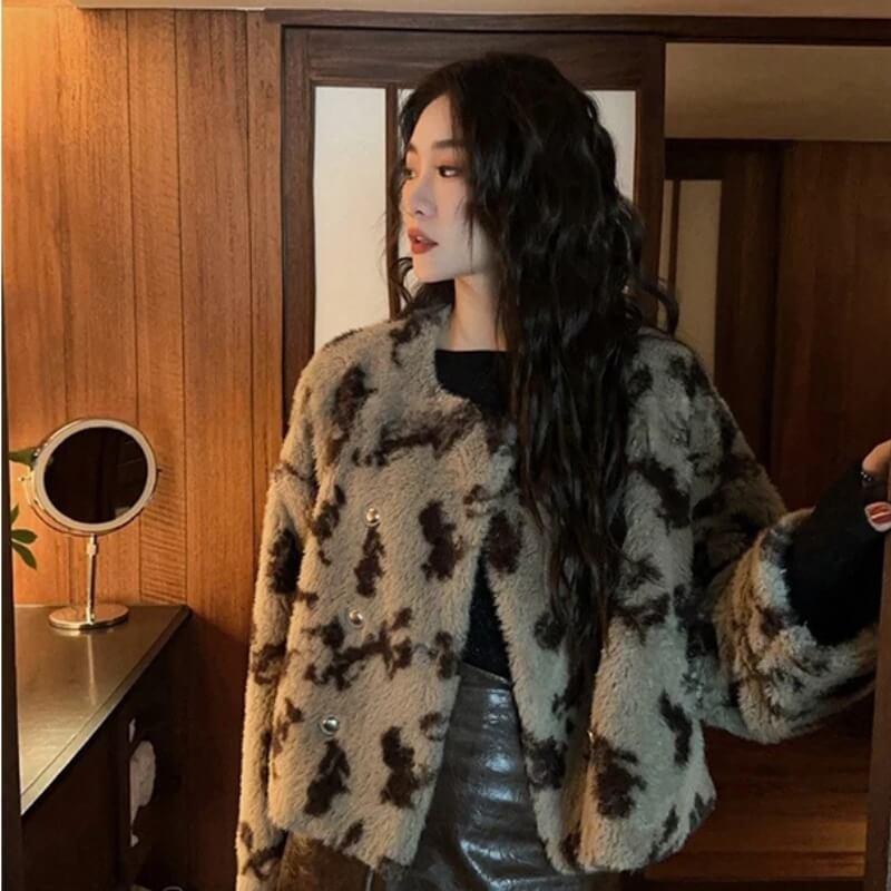 Litlookz Studio Leopard Faux Fur Jacket