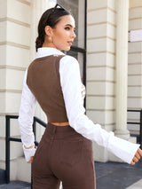 Litlookz Studio Light Academia Crop Sweater Vest, view 3