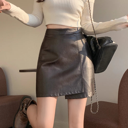 Litlookz Studio Light Academia Faux Leather Mini Skirt