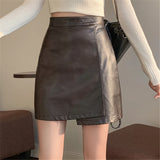 Litlookz Studio Light Academia Faux Leather Mini Skirt, view 5