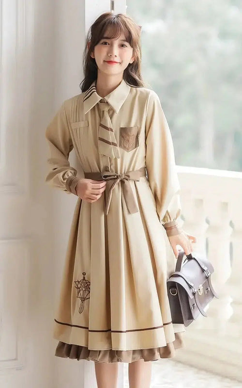 Litlookz Studio Light Academia Uniform Midi Dress
