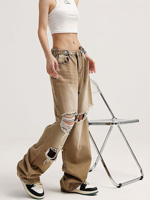 Litlookz Studio Light Wash Low Rise Ripped Jeans