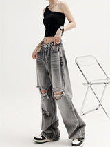 Litlookz Studio Light Wash Low Rise Ripped Jeans, view 6