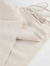 Litlookz Studio Linen Lace Up Crop Top & Pants Two Piece Set, view 4