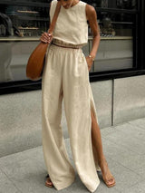Litlookz Studio Linen Top & Pants Two Piece Set, view 2