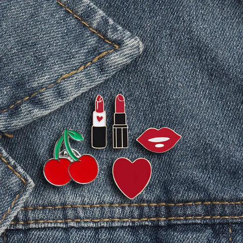 Litlookz Studio Lipstick Heart Cherry Lip Pins