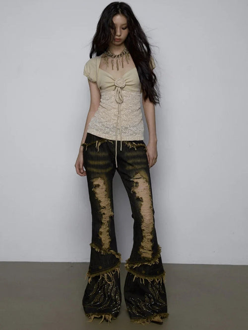 Litlookz Studio Low Rise Flare Jeans