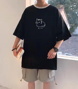 Litlookz Studio Lying Cat Drop Shoulder Tee, view 4