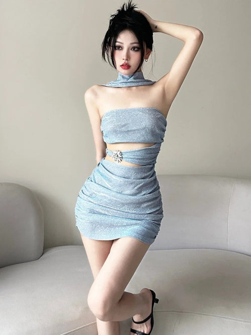 Litlookz Studio Mermaidcore Glitter Mini Dress