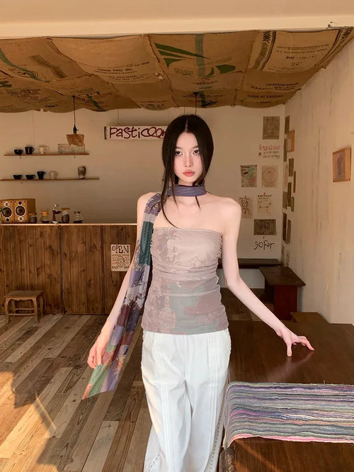 Litlookz Studio Mesh Layered Tube Top