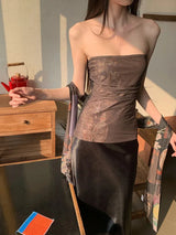 Litlookz Studio Mesh Layered Tube Top, view 5