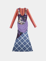 Litlookz Studio Mesh Patchwork Maxi Dress, view 6