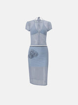 Litlookz Studio Mesh Polka Dot Midi Skirt & Top, view 5
