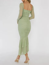 Litlookz Studio Mesh Ruched Bodycon Midi Dress, view 2