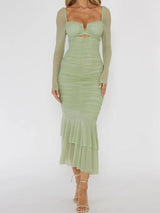 Litlookz Studio Mesh Ruched Bodycon Midi Dress, view 3