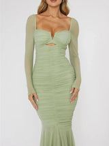 Litlookz Studio Mesh Ruched Bodycon Midi Dress, view 4