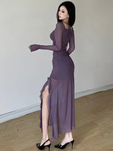 Litlookz Studio Mesh Split Midi Dress, view 2