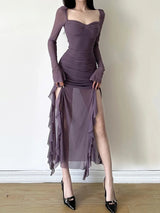 Litlookz Studio Mesh Split Midi Dress, view 3