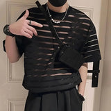 Litlookz Studio Mesh Striped Sheer Top, view 2