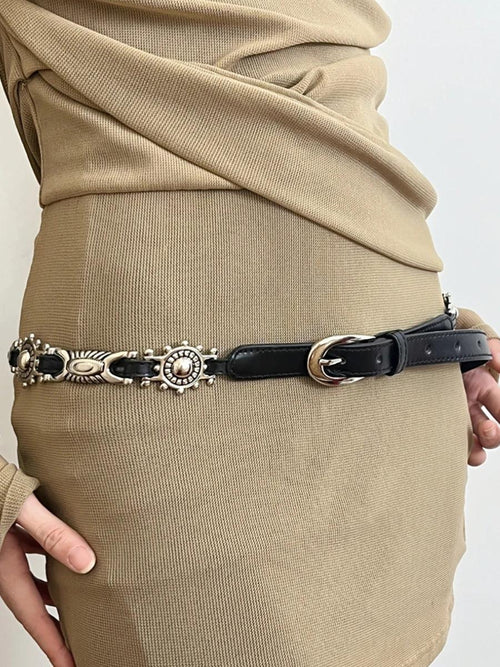 Litlookz Studio Metal Faux Leather Tiny Belt