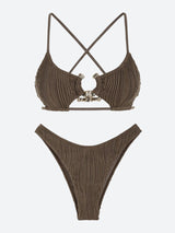 Litlookz Studio Metal Hardware Criss Cross Bikini Set, view 2
