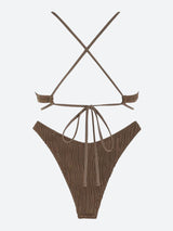 Litlookz Studio Metal Hardware Criss Cross Bikini Set, view 3