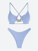 Litlookz Studio Metal Hardware Criss Cross Bikini Set, view 6
