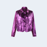 Litlookz Studio Metallic Fuchsia Faux Leather Jacket, view 2