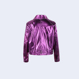 Litlookz Studio Metallic Fuchsia Faux Leather Jacket, view 3