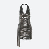 Litlookz Studio Metallic Halter Neck Mini Dress, view 3