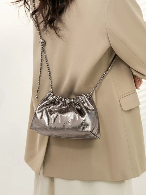 Litlookz Studio Metallic Ruched Bag