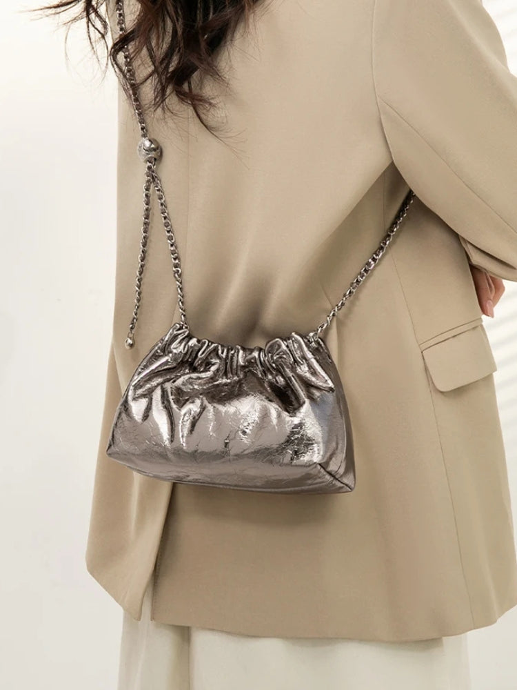 Litlookz Studio Metallic Ruched Bag