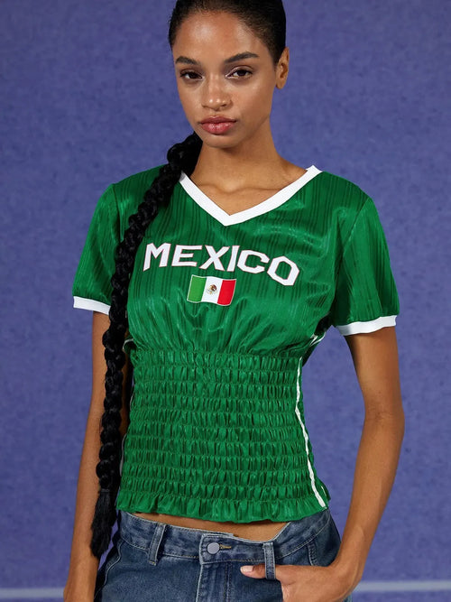 Litlookz Studio Mexico Ruched Jersey Top
