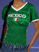 Litlookz Studio Mexico Ruched Jersey Top, view 3