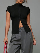 Litlookz Studio Mock Neck Button Top, view 3