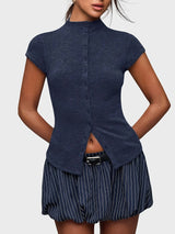 Litlookz Studio Mock Neck Button Top, view 5