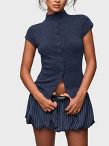 Litlookz Studio Mock Neck Button Top, view 6