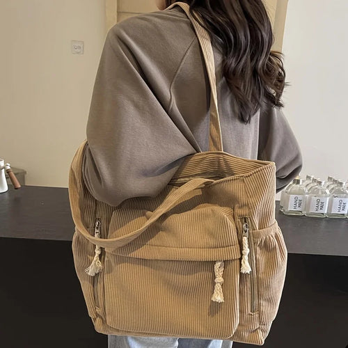 Litlookz Studio Multi Pocket Corduroy Tote Bag