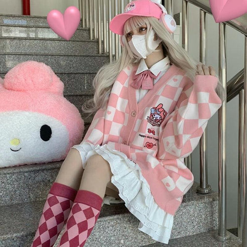Litlookz Studio My Melody Buttoned Pink Cardigan