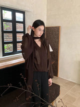 Litlookz Studio Neck Tie Sheer Mesh Blouse, view 3