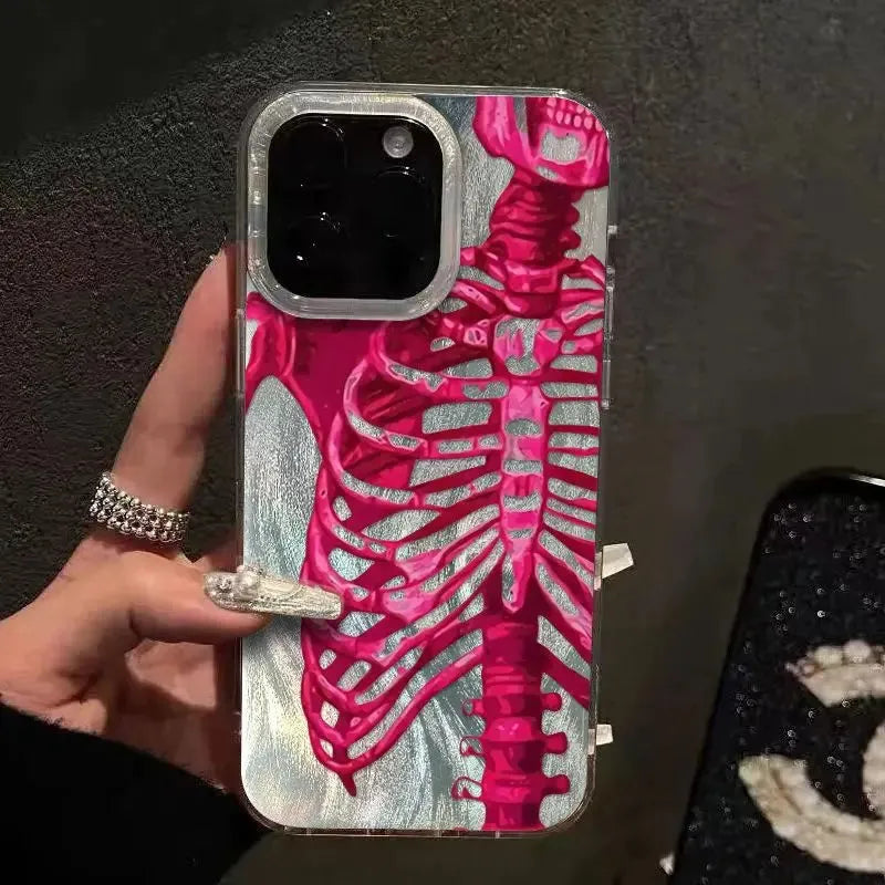Litlookz Studio Neon Skeleton Silver Phone Case