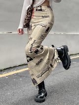 Litlookz Studio Newspaper Printed Maxi Skirt, view 2