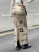 Litlookz Studio Newspaper Printed Maxi Skirt, view 3