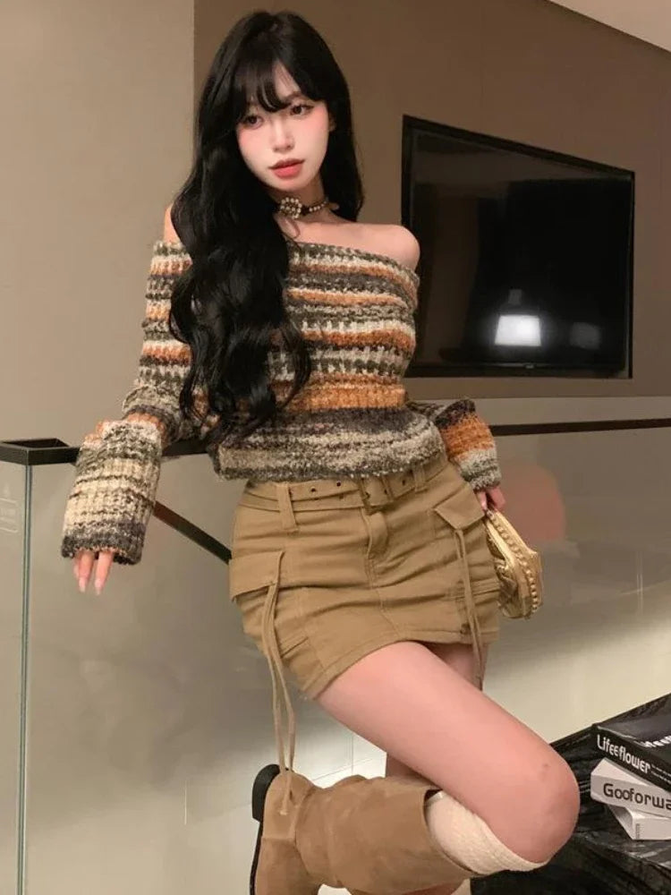 Litlookz Studio Off Shoulder Cropped Sweater