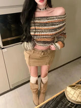 Litlookz Studio Off Shoulder Cropped Sweater, view 5